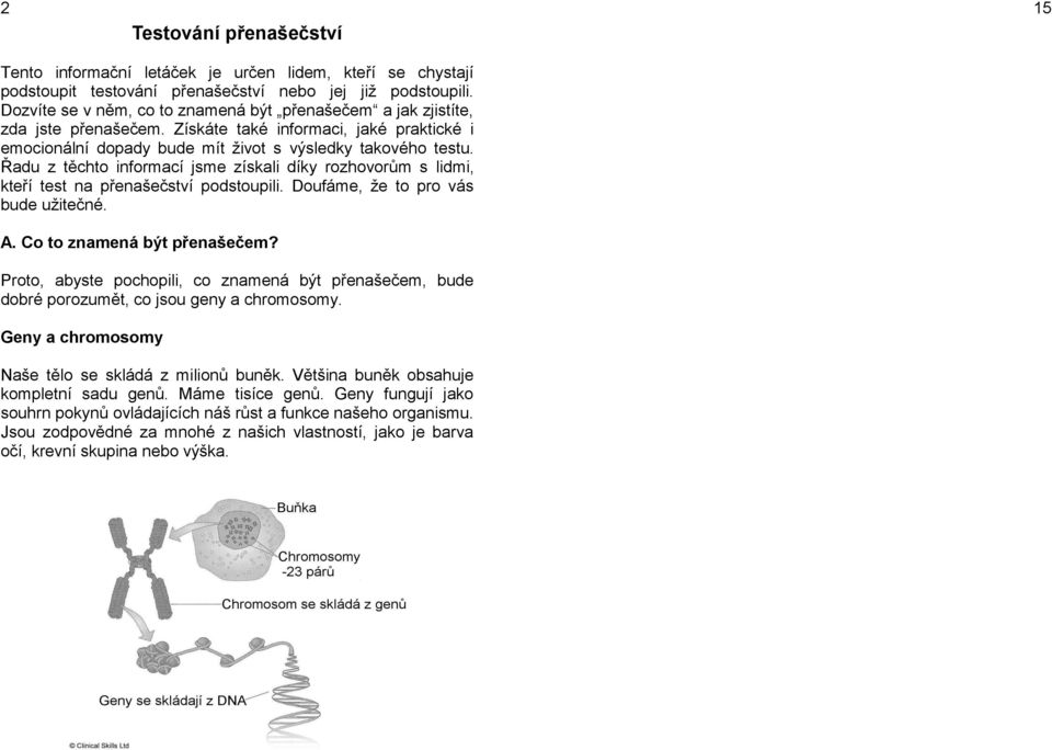 Řadu z těchto informací jsme získali díky rozhovorům s lidmi, kteří test na přenašečství podstoupili. Doufáme, že to pro vás bude užitečné. A. Co to znamená být přenašečem?