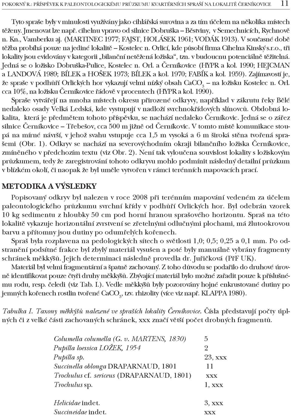 Jmenovat lze např. cihelnu vpravo od silnice Dobruška Běstviny, v Semechnicích, Rychnově n. Kn., Vamberku aj. (MARTINEC 1977; FAJST, HOLÁSEK 1961; VODÁK 1913).