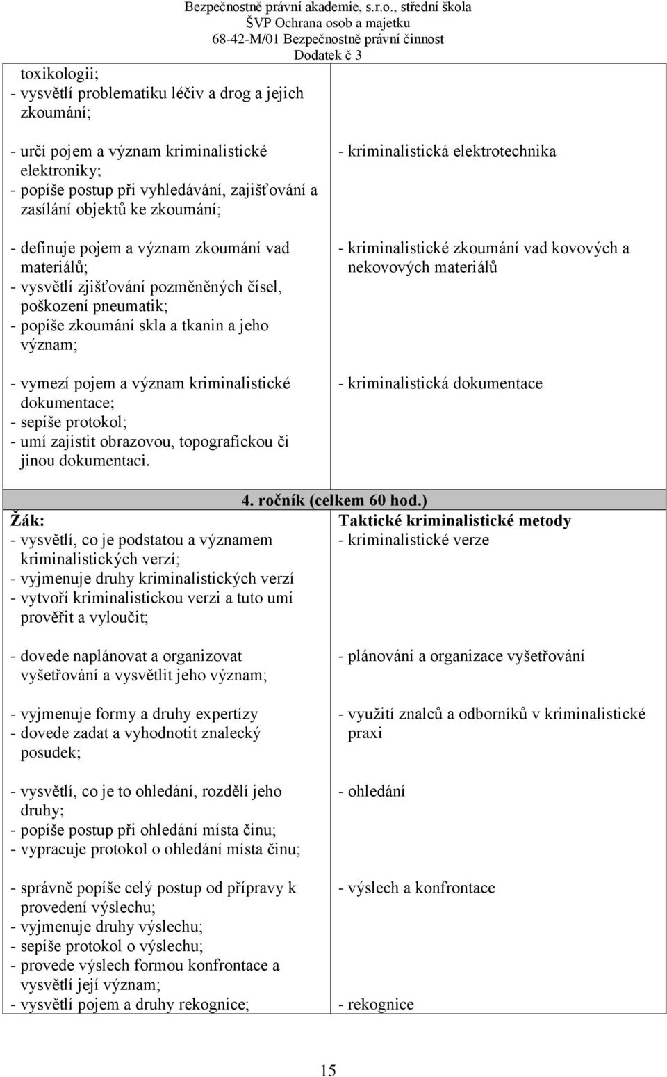 tkanin a jeho význam; - vymezí pojem a význam kriminalistické dokumentace; - sepíše protokol; - umí zajistit obrazovou, topografickou či jinou dokumentaci.