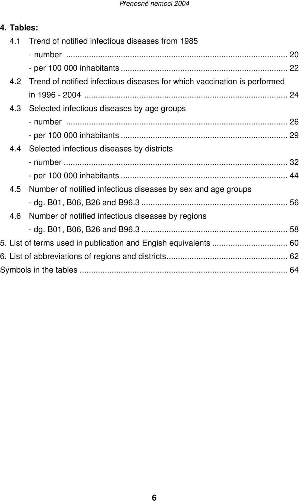 .. 29 4.4 Selected infectious diseases by districts - number... 32 - per 100 000 inhabitants... 44 4.5 Number of notified infectious diseases by sex and age groups - dg.