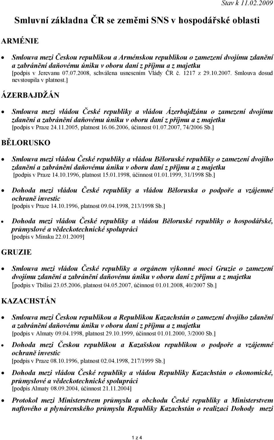 ] ÁZERBAJDŽÁN Smlouva mezi vládou České republiky a vládou Ázerbajdžánu o zamezení dvojímu [podpis v Praze 24.11.2005, platnost 16.06.2006, účinnost 01.07.2007, 74/2006 Sb.