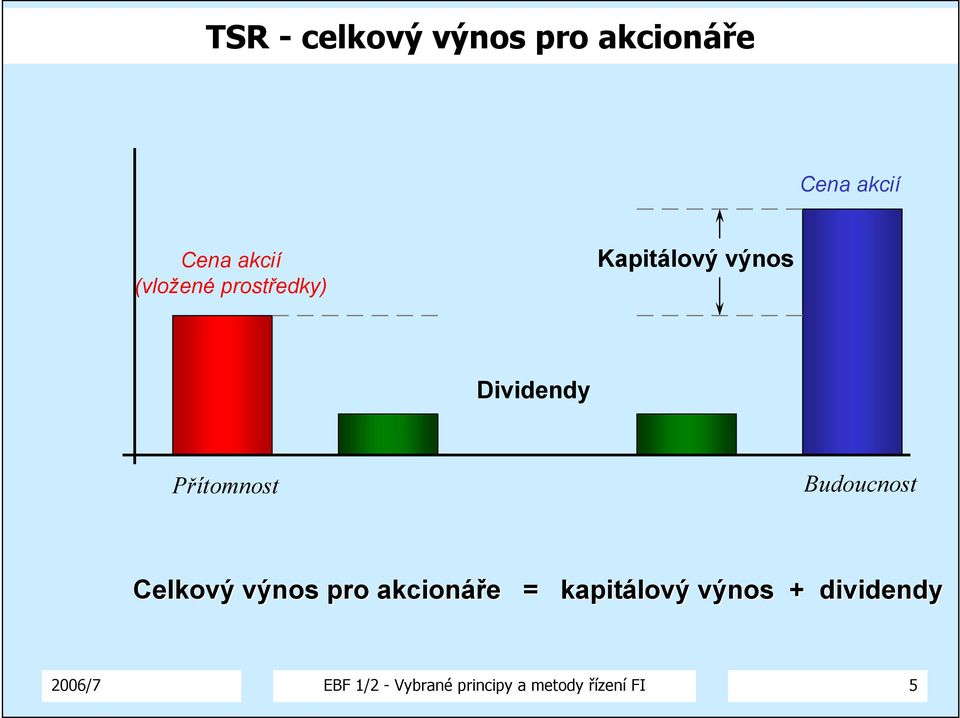 Budoucnost Celkový výnos pro akcionáře e = kapitálový výnos