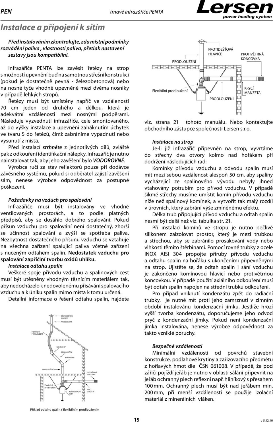 v případě lehkých stropů. Řetězy musí být umístěny napříč ve vzdálenosti 70 cm jeden od druhého a délkou, která je adekvátní vzdálenosti mezi nosnými podpěrami.
