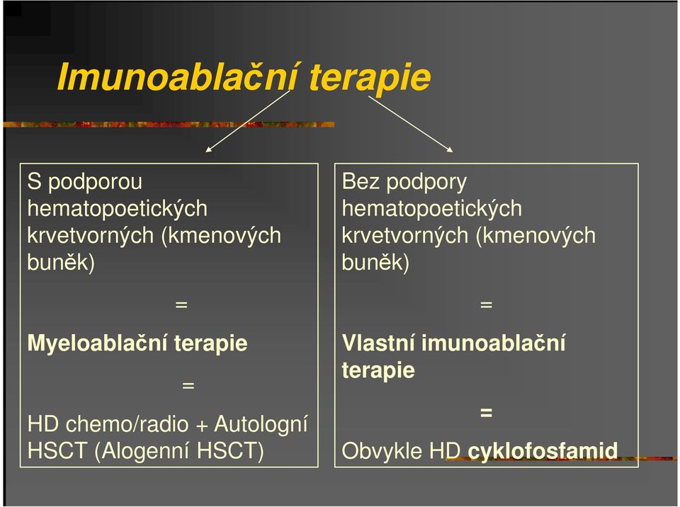 HSCT (Alogenní HSCT) = Bez podpory hematopoetických krvetvorných