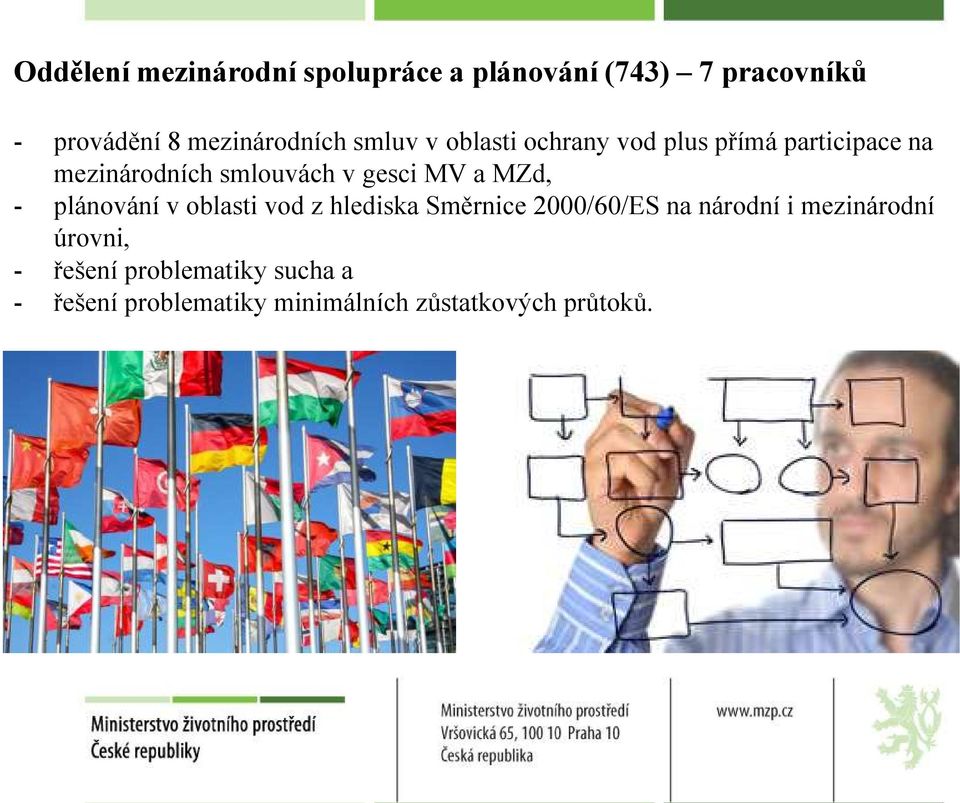 MZd, - plánování v oblasti vod z hlediska Směrnice 2000/60/ES na národní i mezinárodní