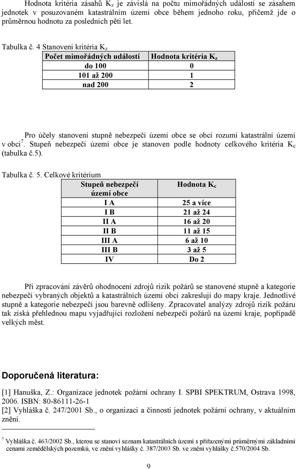 4 Stanovení kritéria K z Počet mimořádných událostí Hodnota kritéria K z do 00 0 0 až 200 nad 200 2 Pro účely stanovení stupně nebezpečí území obce se obcí rozumí katastrální území v obci 7.