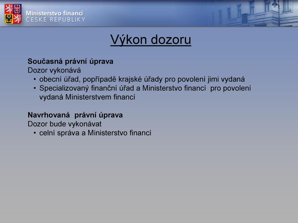 finanční úřad a Ministerstvo financí pro povolení vydaná