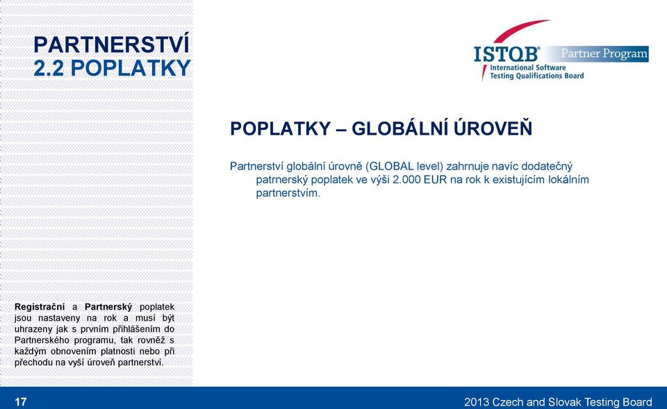 patrnerský pplatek ve výši 2.000 EUR na rk k existujícím lkálním partnerstvím.