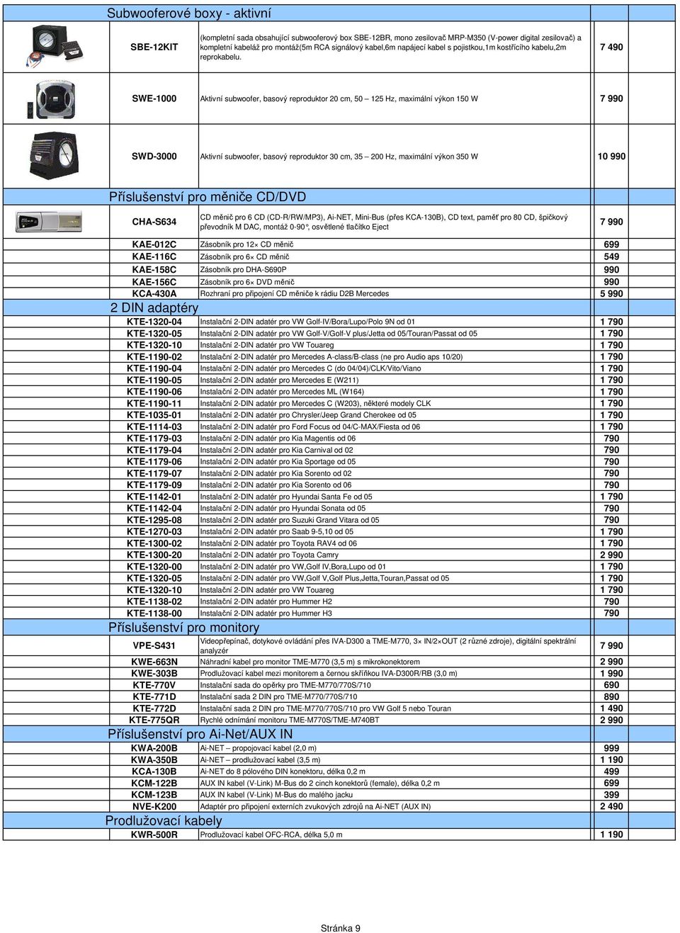 7 490 SWE-1000 Aktivní subwoofer, basový reproduktor 20 cm, 50 125 Hz, maximální výkon 150 W 7 990 SWD-3000 Aktivní subwoofer, basový reproduktor 30 cm, 35 200 Hz, maximální výkon 350 W 10 990