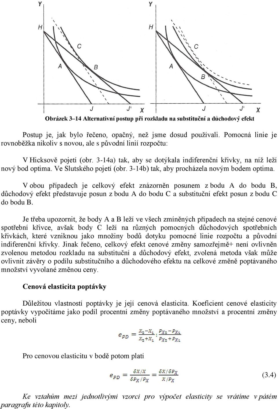 Ve Slutského pojetí (obr. 3-14b) tak, aby procházela novým bodem optima.