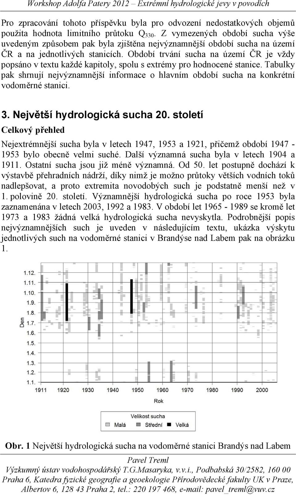 Období trvání sucha na území ČR je vždy popsáno v textu každé kapitoly, spolu s extrémy pro hodnocené stanice.
