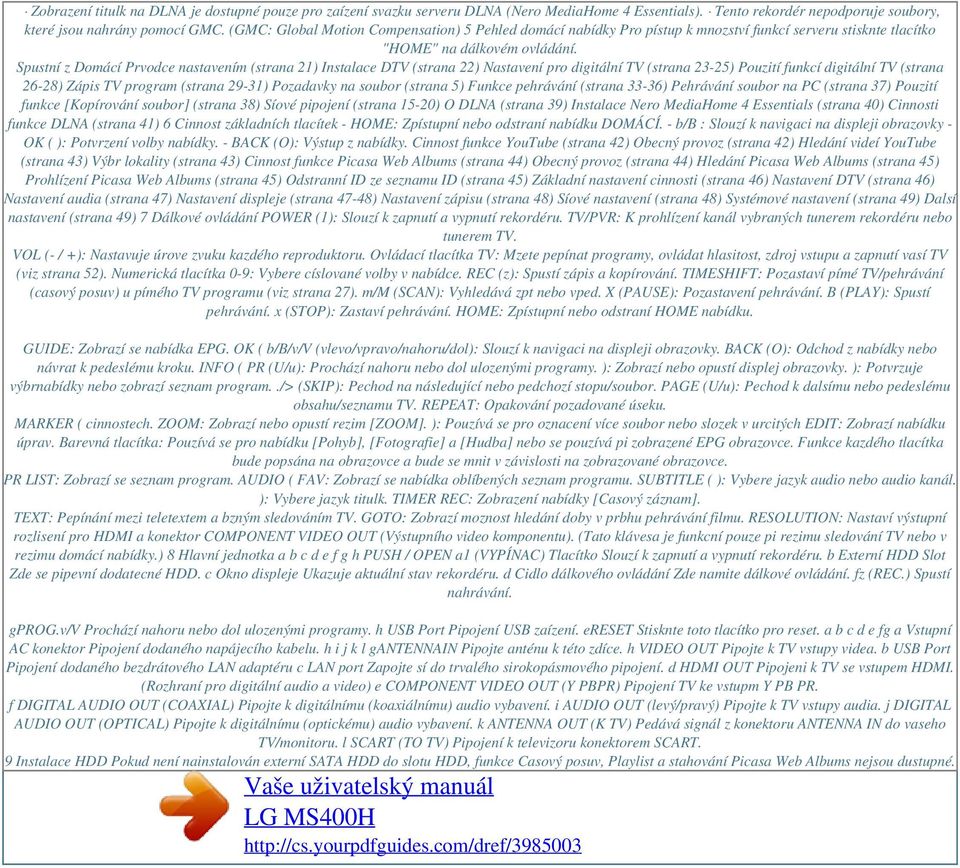 Spustní z Domácí Prvodce nastavením (strana 21) Instalace DTV (strana 22) Nastavení pro digitální TV (strana 23-25) Pouzití funkcí digitální TV (strana 26-28) Zápis TV program (strana 29-31)