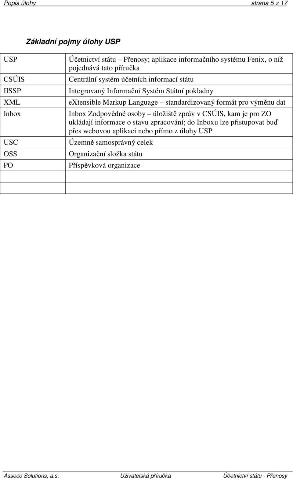 Language standardizovaný formát pro výměnu dat Inbox Zodpovědné osoby úložiště zpráv v CSÚIS, kam je pro ZO ukládají informace o stavu