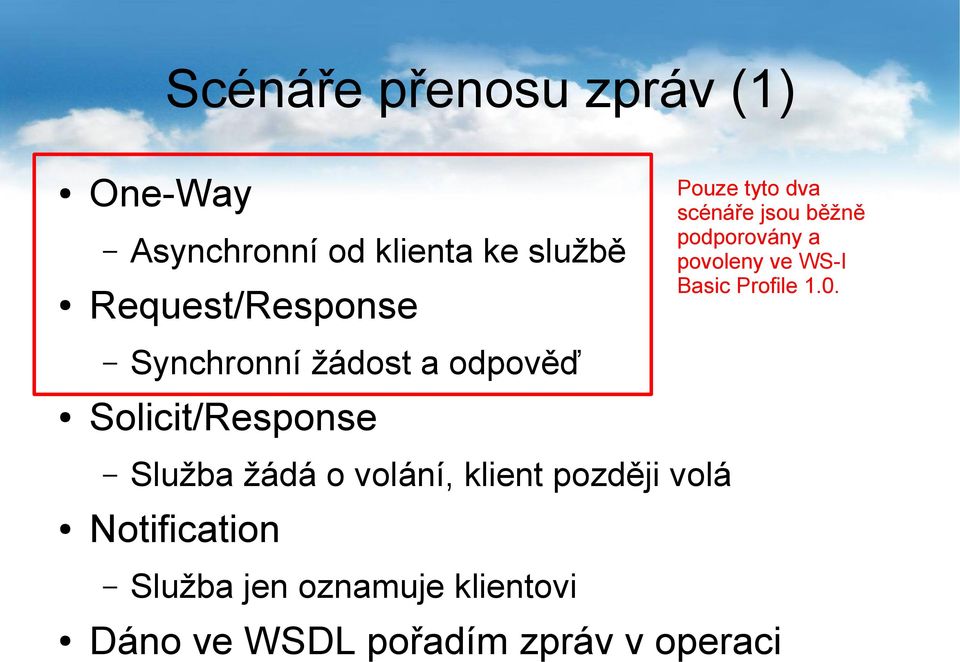 podporovány a povoleny ve WS-I Basic Profile 1.0.