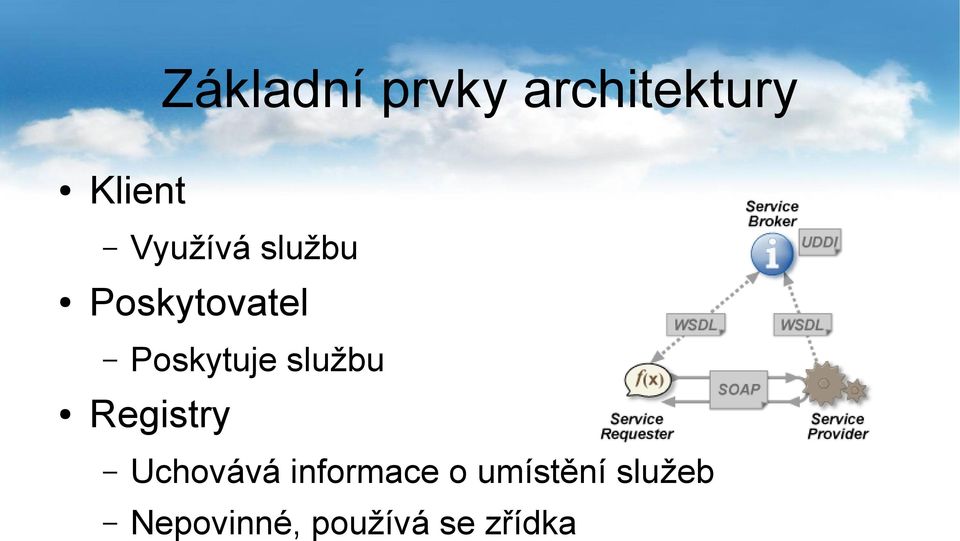 službu Registry Uchovává informace o