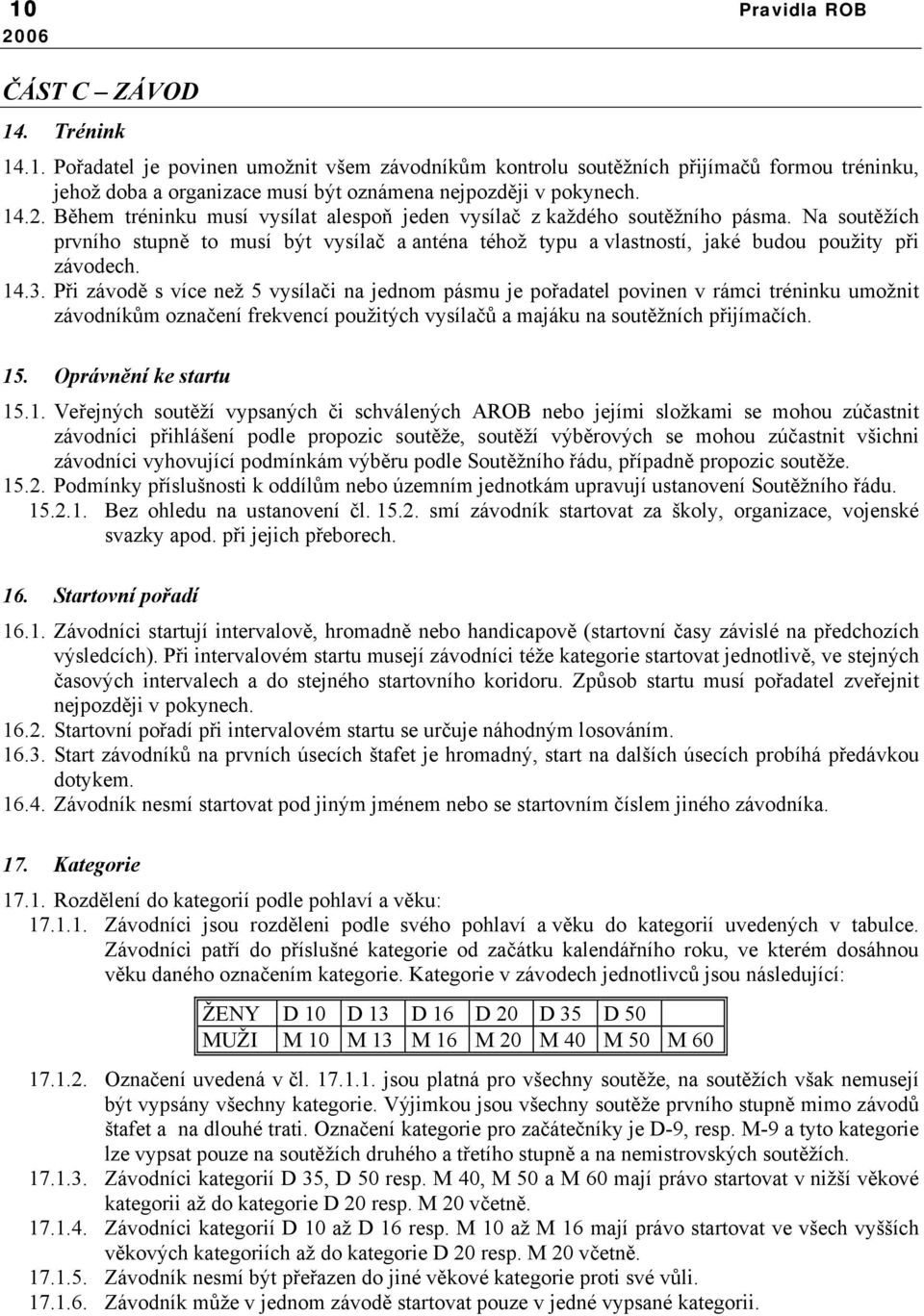 14.3. Při závodě s více než 5 vysílači na jednom pásmu je pořadatel povinen v rámci tréninku umožnit závodníkům označení frekvencí použitých vysílačů a majáku na soutěžních přijímačích. 15.