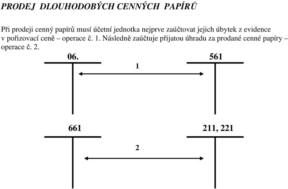 evidence v pořizovací ceně operace č. 1.