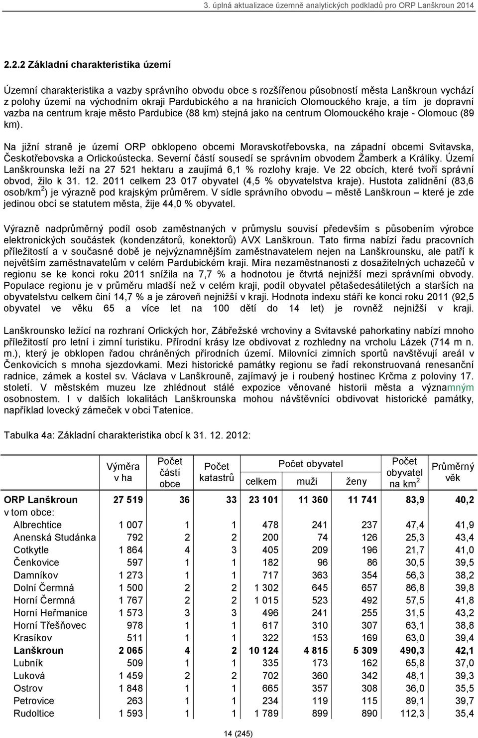 Na jižní straně je území ORP obklopeno obcemi Moravskotřebovska, na západní obcemi Svitavska, Českotřebovska a Orlickoústecka. Severní částí sousedí se správním obvodem Žamberk a Králíky.