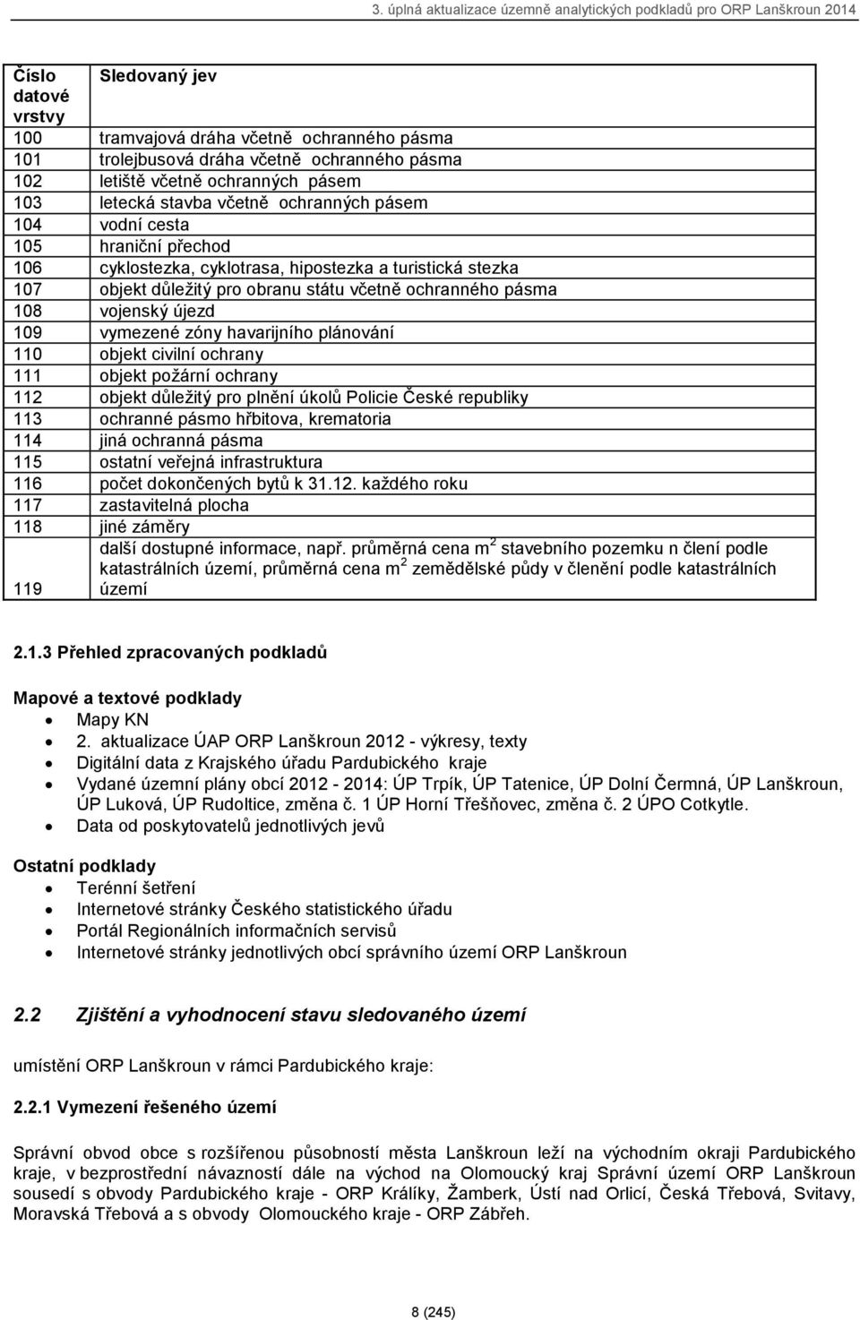 zóny havarijního plánování 110 objekt civilní ochrany 111 objekt požární ochrany 112 objekt důležitý pro plnění úkolů Policie České republiky 113 ochranné pásmo hřbitova, krematoria 114 jiná ochranná