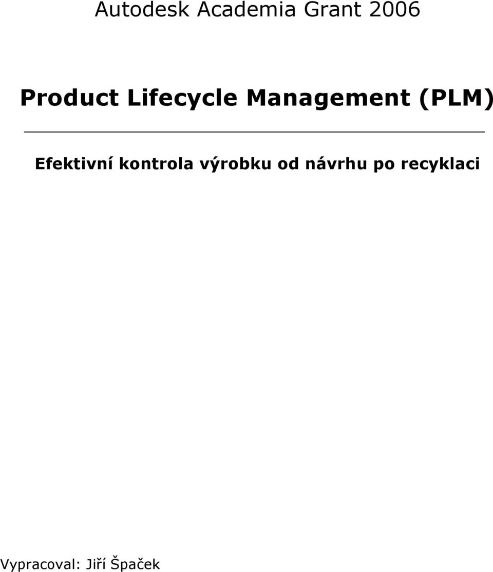 (PLM) Efektivní kontrola