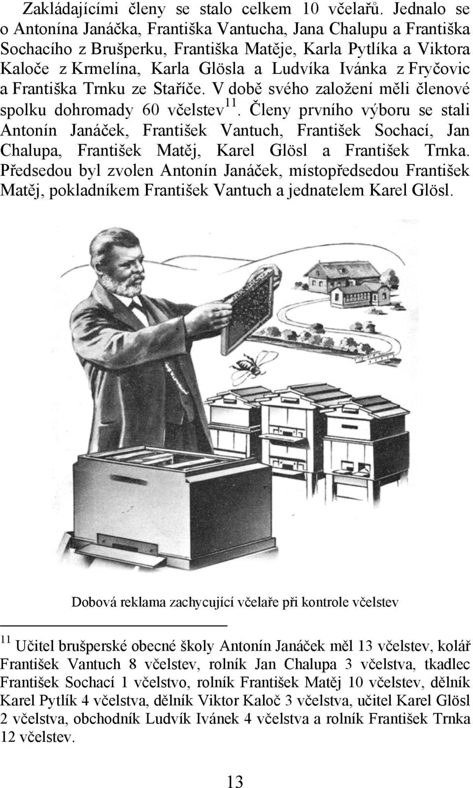 Fryčovic a Františka Trnku ze Staříče. V době svého založení měli členové spolku dohromady 60 včelstev 11.