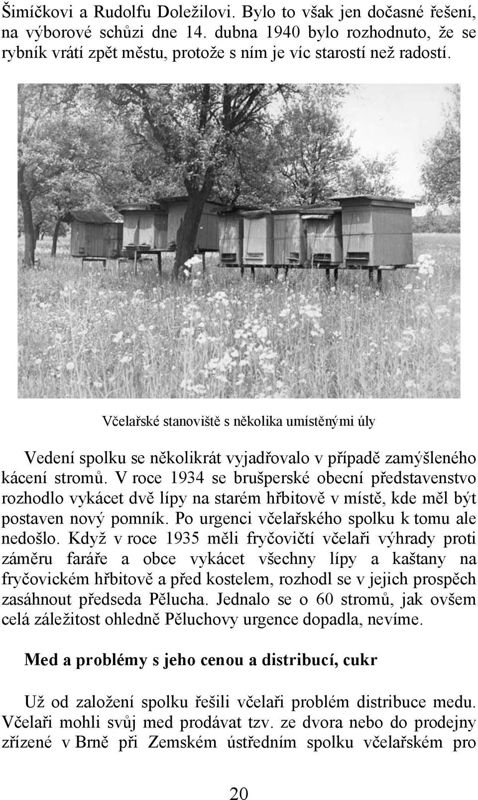 V roce 1934 se brušperské obecní představenstvo rozhodlo vykácet dvě lípy na starém hřbitově v místě, kde měl být postaven nový pomník. Po urgenci včelařského spolku k tomu ale nedošlo.