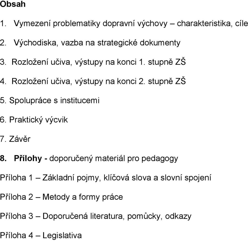 Spolupráce s institucemi 6. Praktický výcvik 7. Závěr 8.