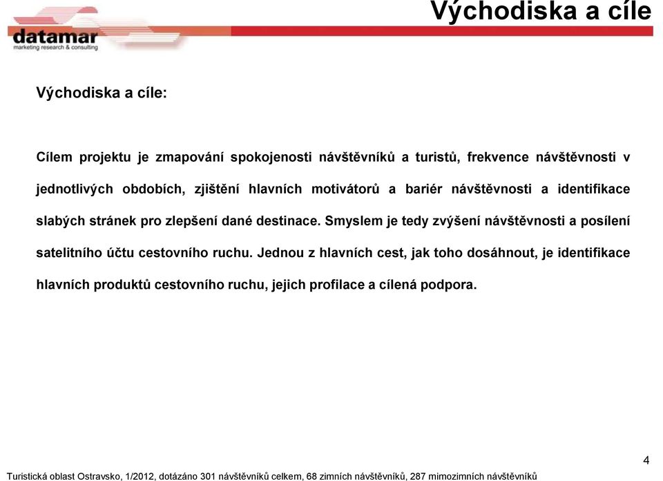 stránek pro zlepšení dané destinace. Smyslem je tedy zvýšení návštěvnosti a posílení satelitního účtu cestovního ruchu.