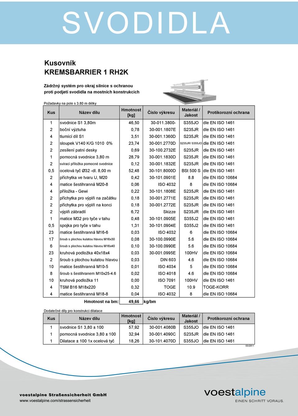 1807E S235JR dle EN ISO 1461 4 tlumící díl S1 3,51 30-001.1360D S235JR dle EN ISO 1461 2 sloupek V140 K/G 1010 0% 23,74 30-001.2770D S235JR/ S355JO dle EN ISO 1461 2 zesílení patní desky 0,69 30-100.