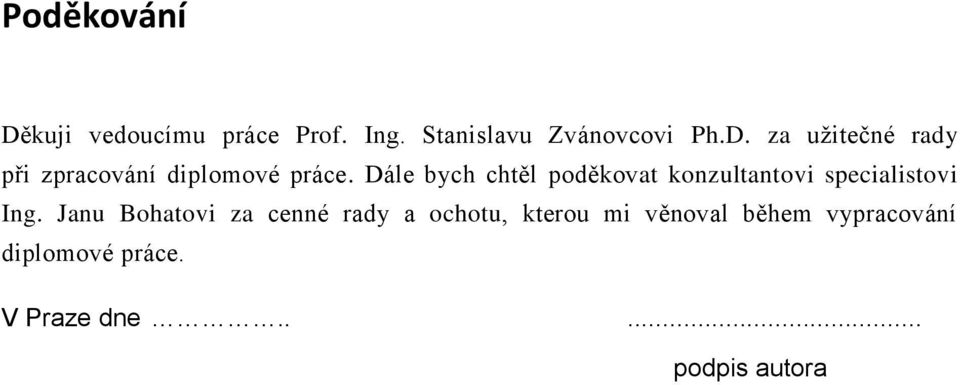 Janu Bohatovi za cenné rady a ochotu, kterou mi věnoval během vypracování