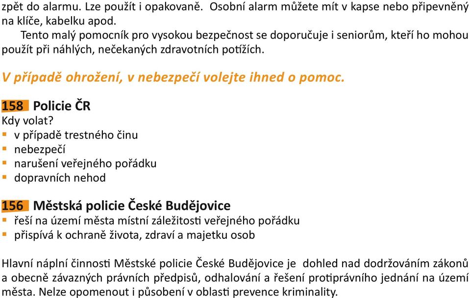 158 Policie ČR Kdy volat?