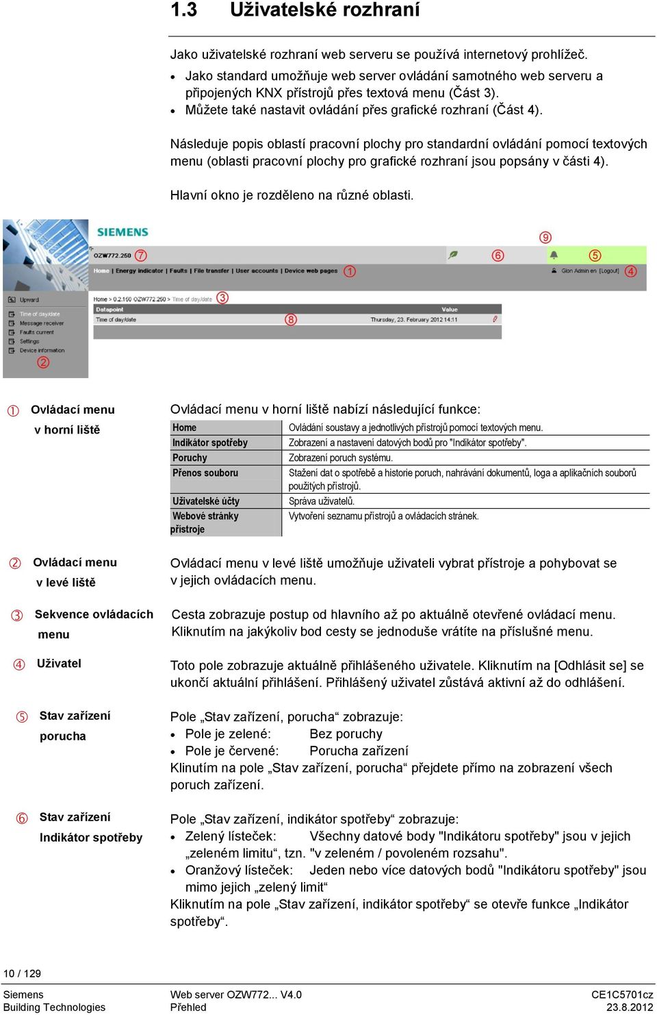 Následuje popis oblastí pracovní plochy pro standardní ovládání pomocí textových menu (oblasti pracovní plochy pro grafické rozhraní jsou popsány v části 4). Hlavní okno je rozděleno na různé oblasti.