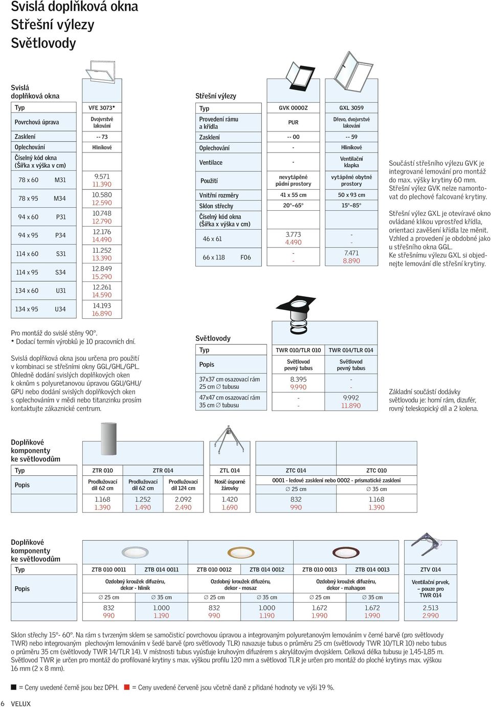290 Provedení rámu a křídla Zasklení Oplechování Ventilace Použití Vnitřní rozměry Sklon střechy 46 x 61 PUR 00 nevytápěné půdní prostory 41 x 55 cm 20 65 3.773 4.