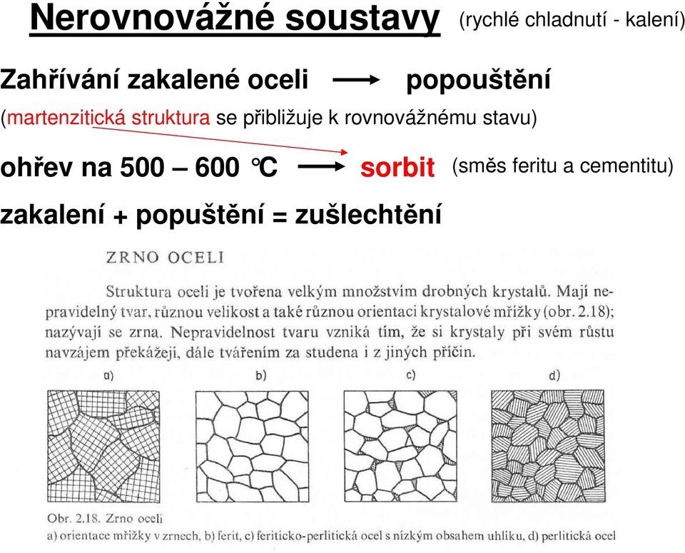 struktura se přibližuje k rovnovážnému stavu) ohřev na 500