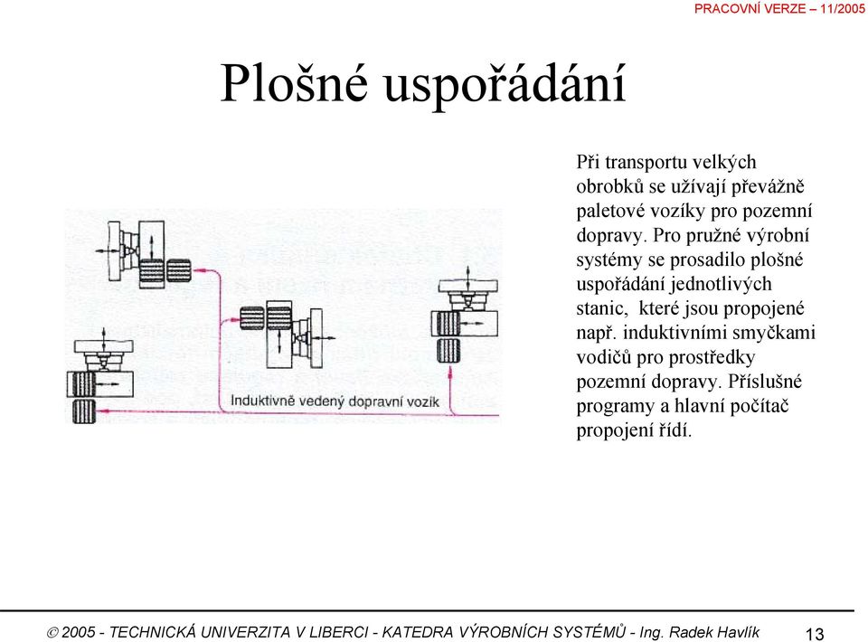 Pro pružné výrobní systémy se prosadilo plošné uspořádání jednotlivých stanic, které jsou propojené