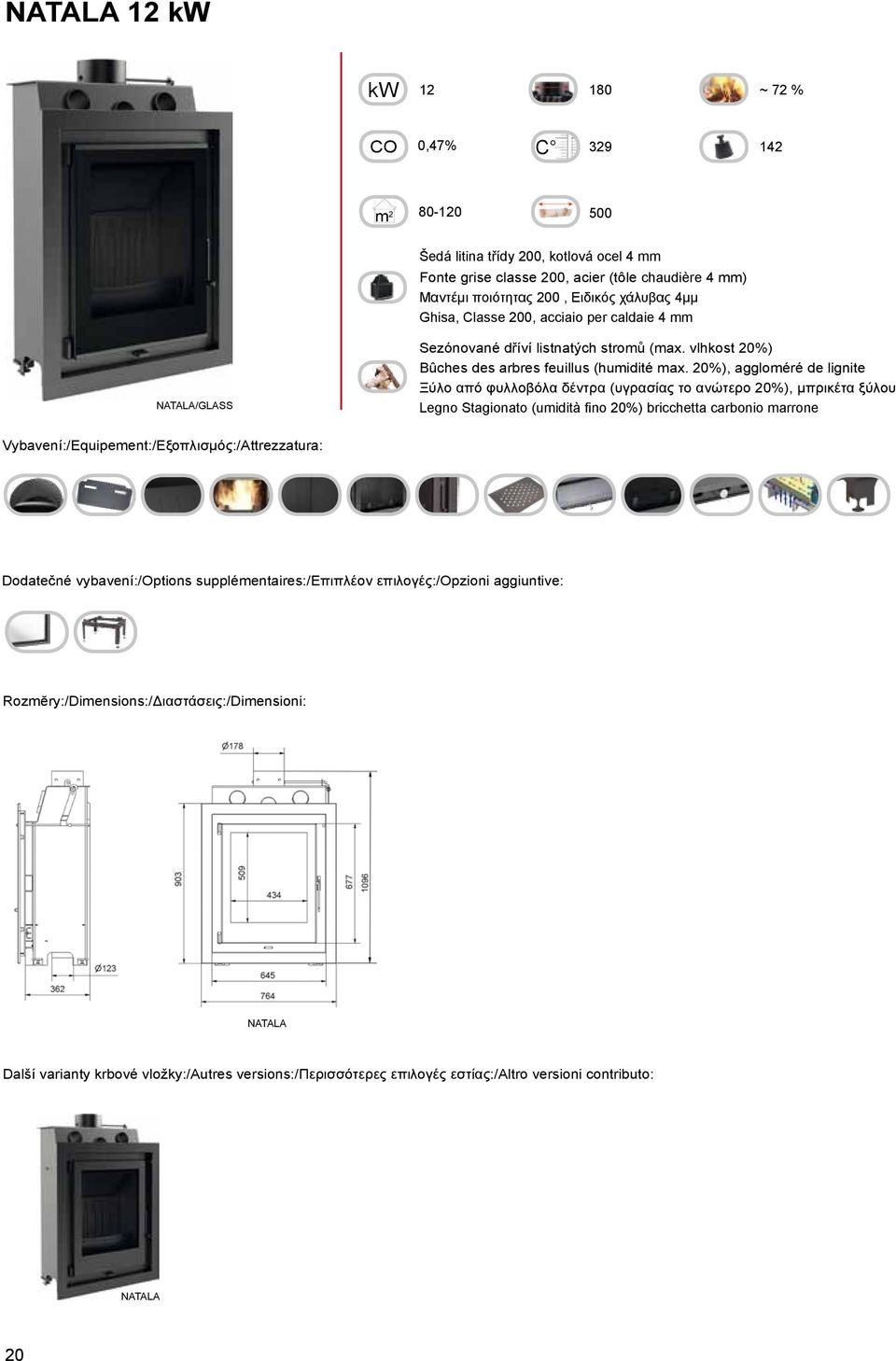 χάλυβας 4μμ Ghisa, Classe 200, acciaio per caldaie 4 mm NATALA/GLASS NATALA Další varianty