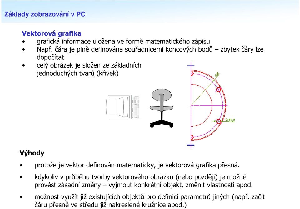 protože je vektor definován matematicky, je vektorová grafika přesná.