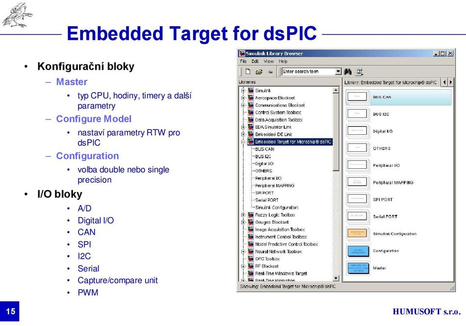 parametry RTW pro dspic Configuration volba double nebo single