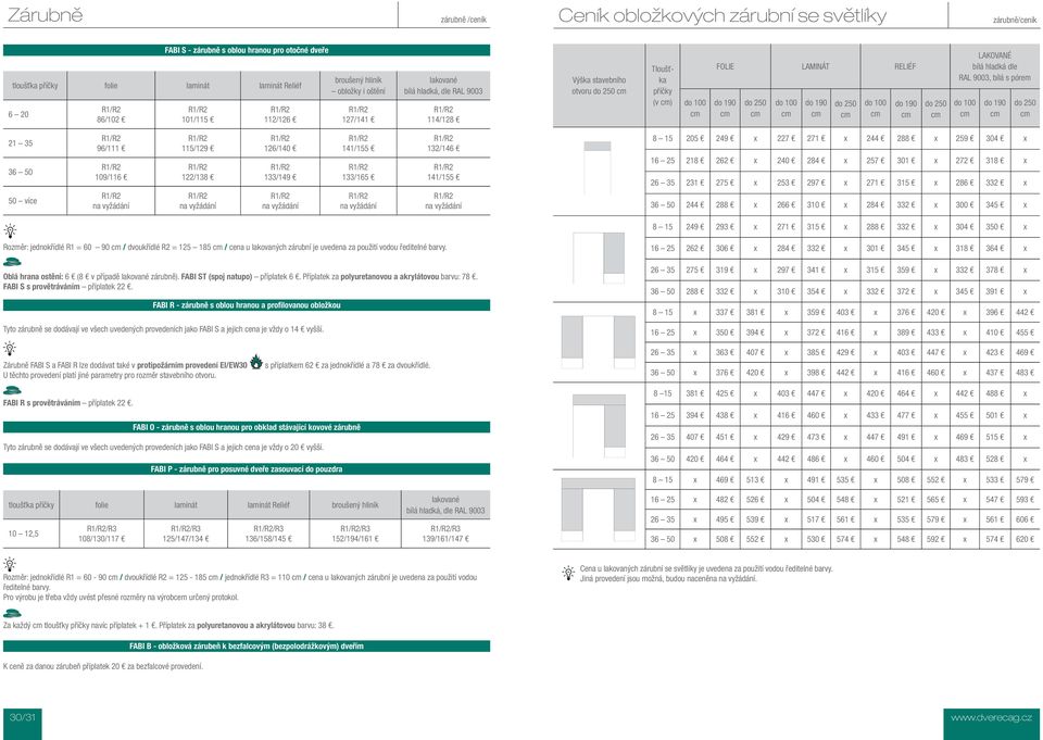 do 100 do 190 do 250 LAKOVANÉ bílá hladká dle RAL 9003, bílá s pórem do 100 do 190 do 250 21 35 36 50 50 více 96/111 109/116 na vyžádání 115/129 122/138 na vyžádání 126/140 133/149 na vyžádání