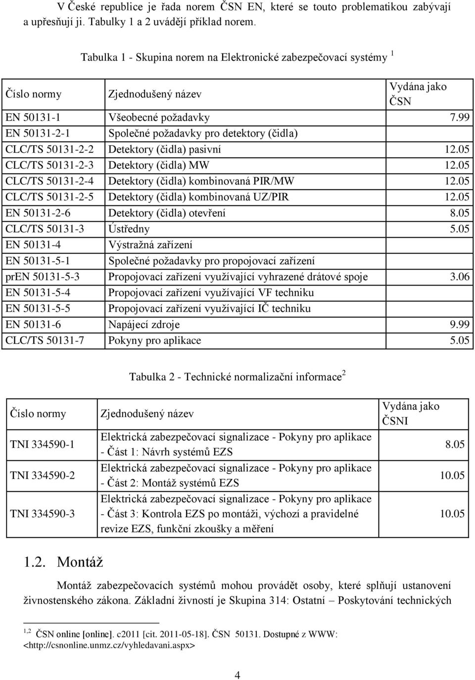 99 EN 50131-2-1 Společné požadavky pro detektory (čidla) CLC/TS 50131-2-2 Detektory (čidla) pasivní 12.05 CLC/TS 50131-2-3 Detektory (čidla) MW 12.