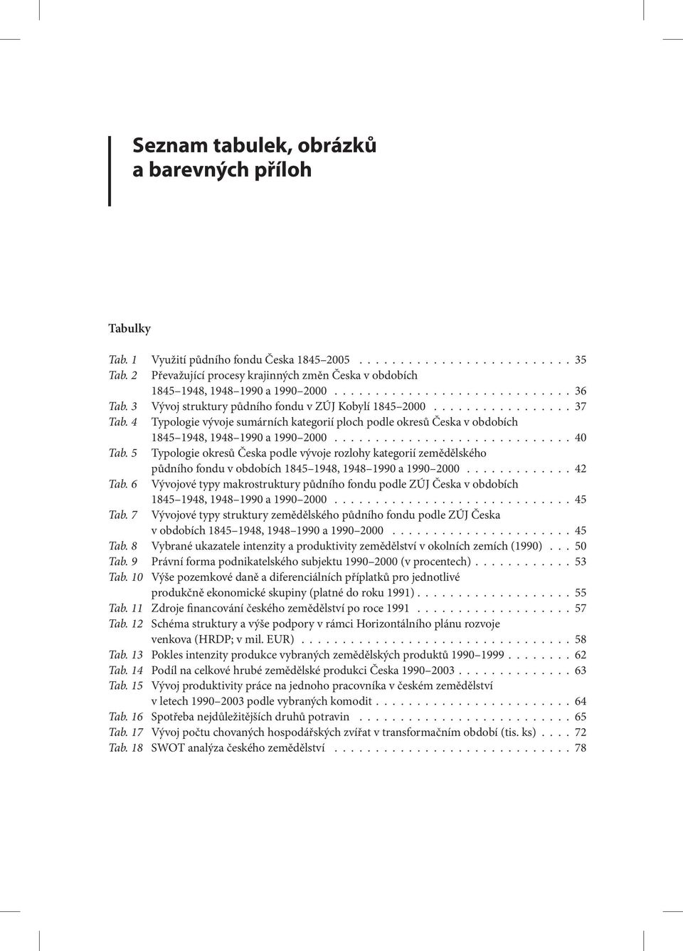 4 Typologie vývoje sumárních kategorií ploch podle okresů Česka v obdobích 1845 1948, 1948 1990 a 1990 2000............................. 40 Tab.
