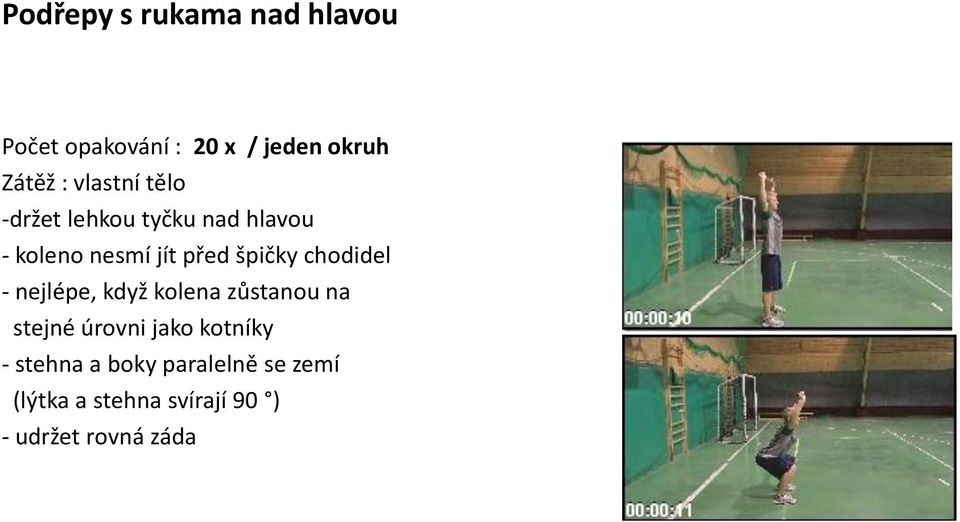 chodidel - nejlépe, když kolena zůstanou na stejné úrovni jako kotníky -