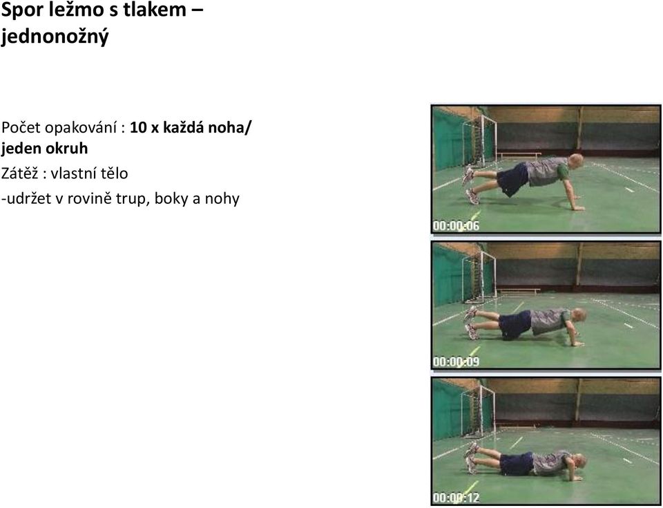 noha/ jeden okruh Zátěž : vlastní