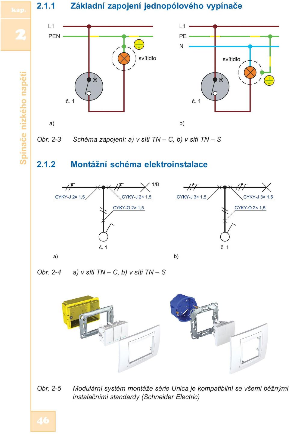 2 Montážní schéma elektroinstalace Obr. 2-4 a) v síti TN C, b) v síti TN S Obr.