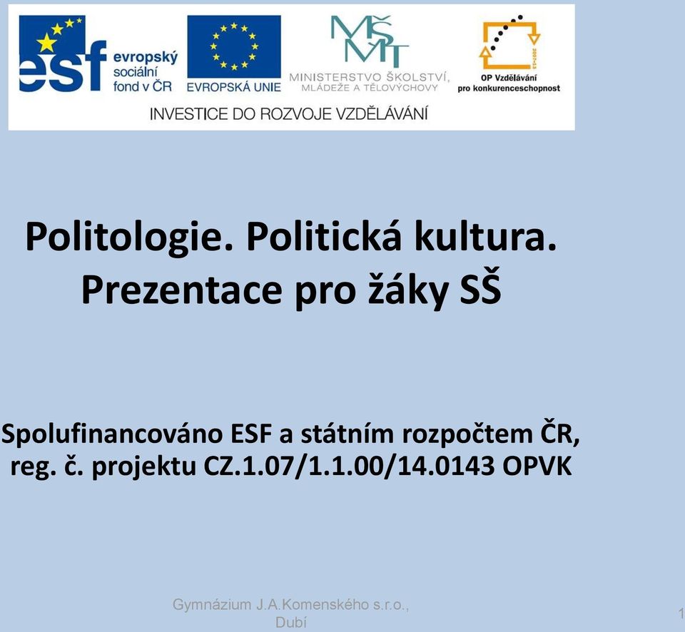 a státním rozpočtem ČR, reg. č. projektu CZ.