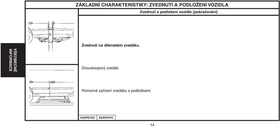 INFORMACE Zvednutí na dílenském zvedáku.