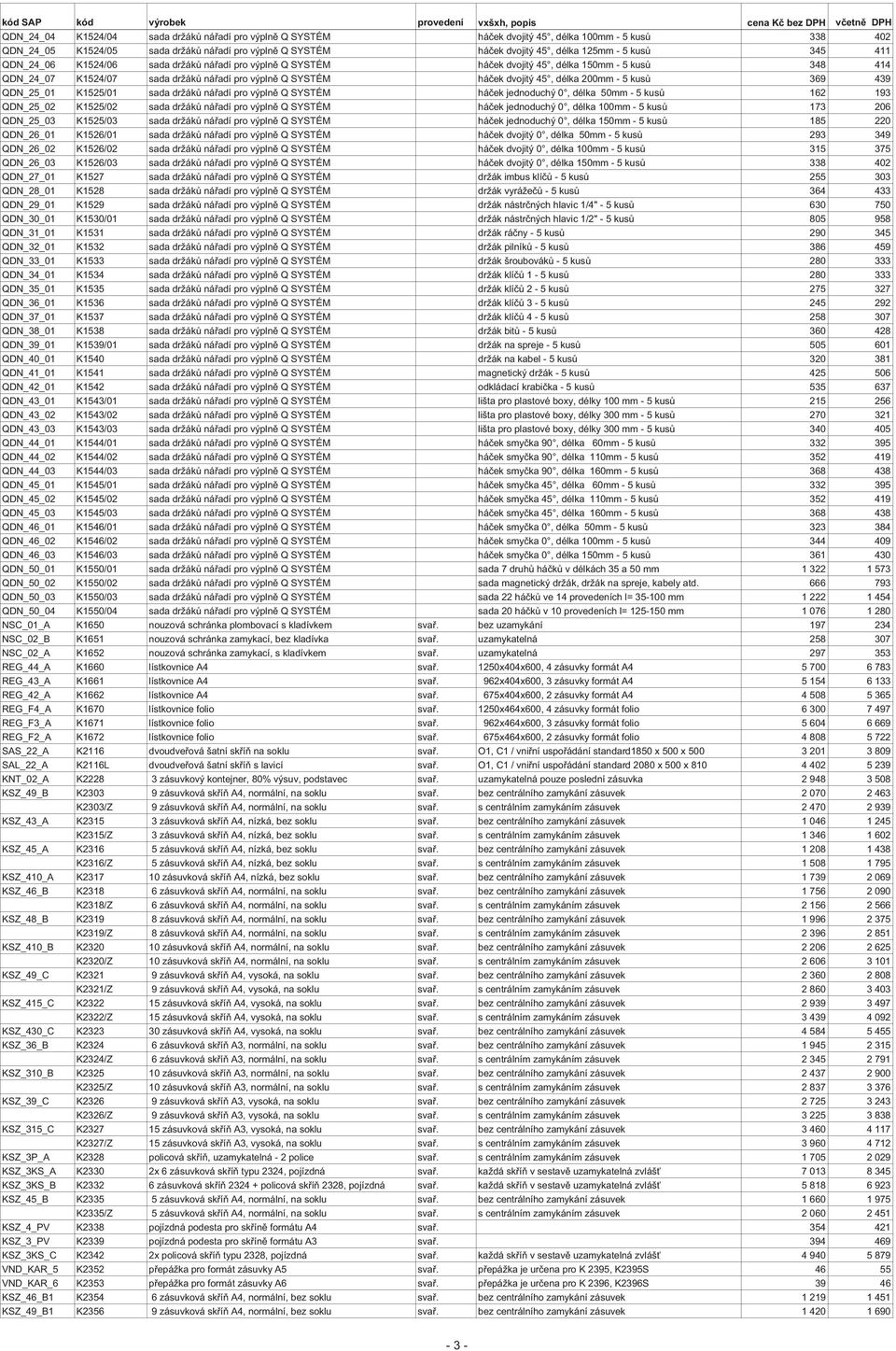 369 439 QDN_25_01 K1525/01 sada držák ná adí pro výpln Q SYSTÉM há ek jednoduchý 0, délka 50mm - 5 kus 162 193 QDN_25_02 K1525/02 sada držák ná adí pro výpln Q SYSTÉM há ek jednoduchý 0, délka 100mm