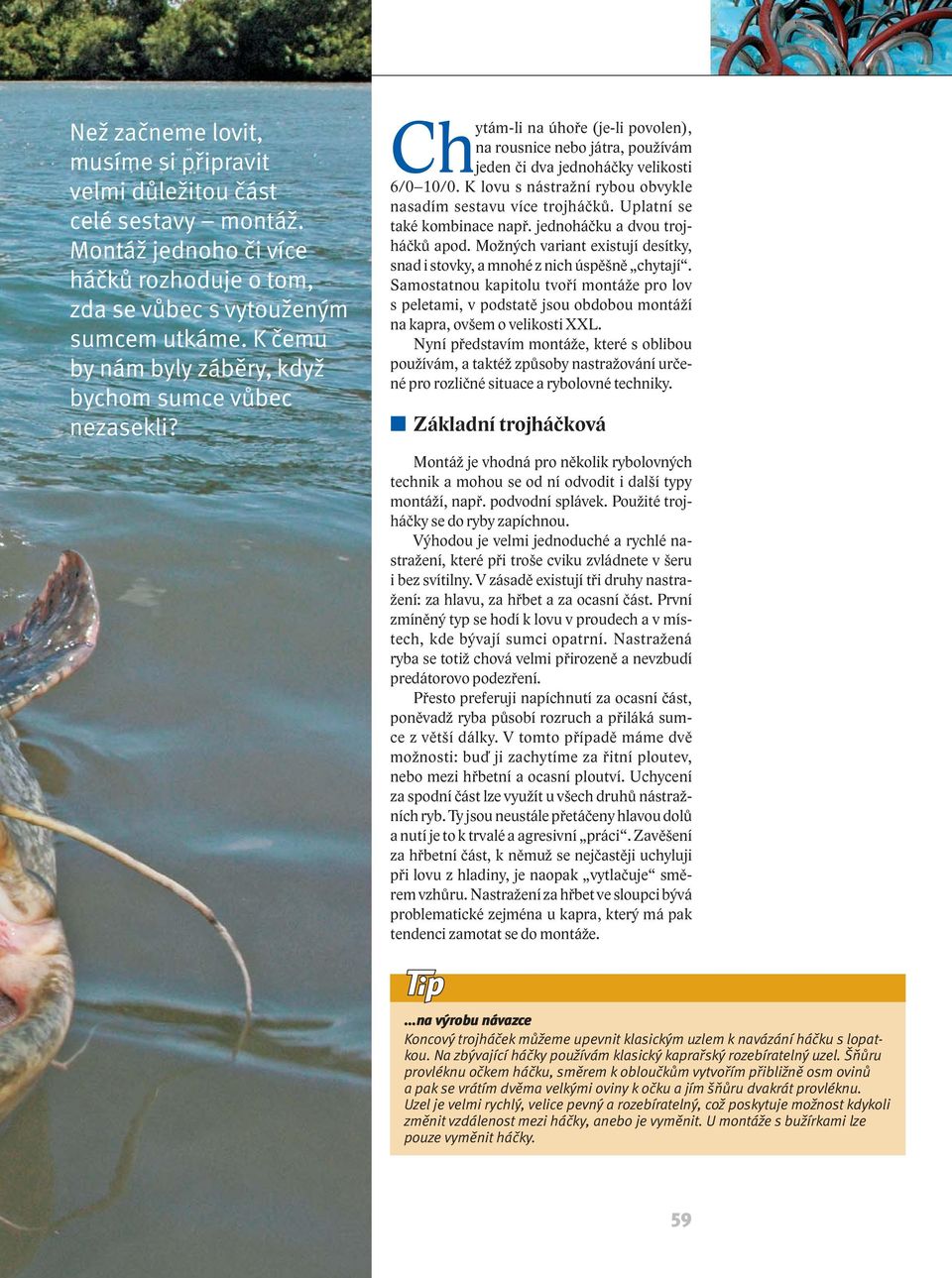 K lovu s nástražní rybou obvykle nasadím sestavu více trojháčků. Uplatní se také kombinace např. jednoháčku a dvou trojháčků apod.
