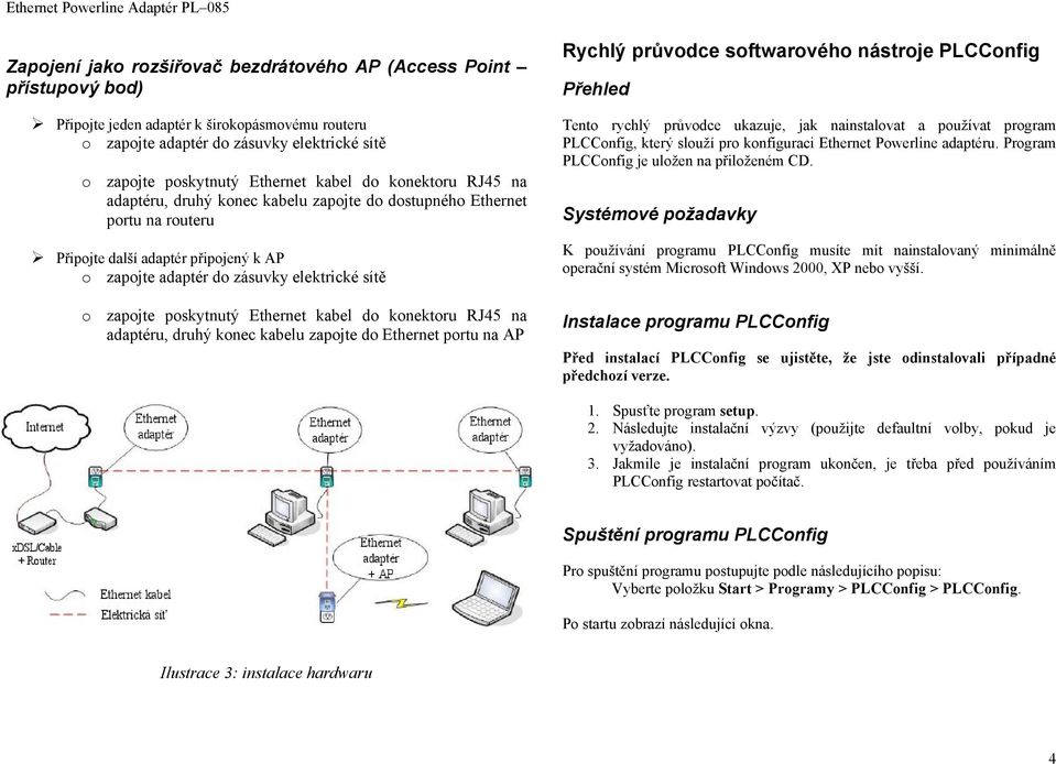 poskytnutý Ethernet kabel do konektoru RJ45 na adaptéru, druhý konec kabelu zapojte do Ethernet portu na AP Rychlý průvodce softwarového nástroje PLCConfig Přehled Tento rychlý průvodce ukazuje, jak