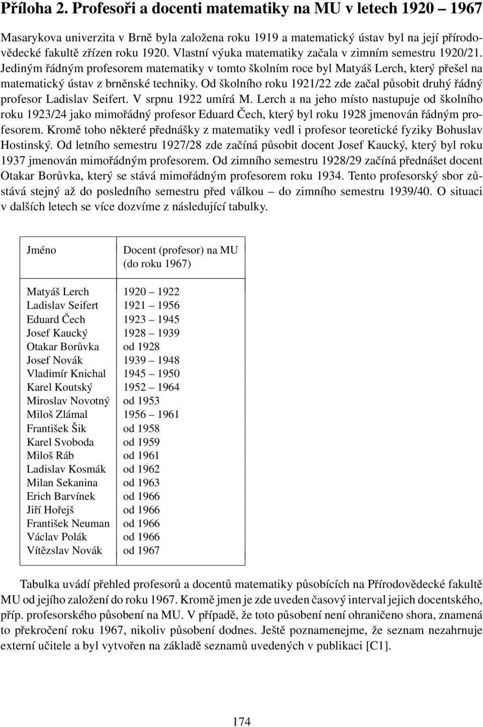 Od školního roku 1921/22 zde začal působit druhý řádný profesor Ladislav Seifert. V srpnu 1922 umírá M.